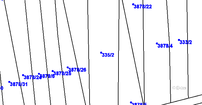 Parcela st. 335/2 v KÚ Záhorovice, Katastrální mapa