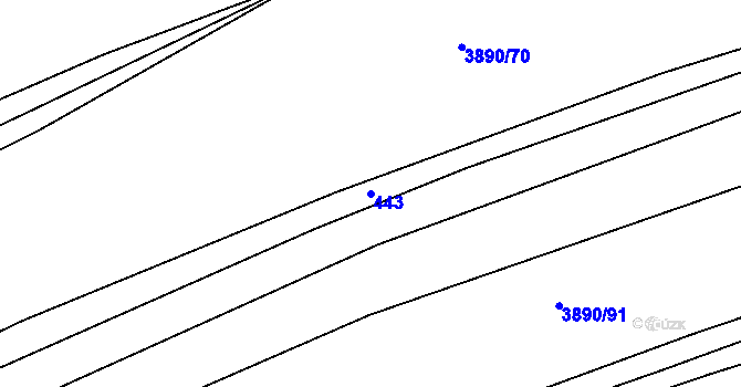 Parcela st. 443 v KÚ Záhorovice, Katastrální mapa