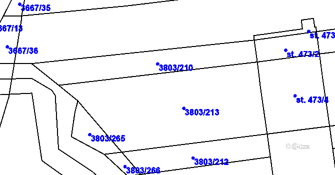 Parcela st. 3803/211 v KÚ Záhorovice, Katastrální mapa