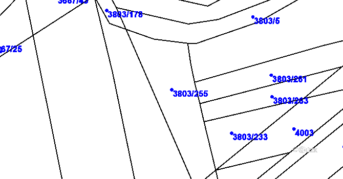 Parcela st. 3803/255 v KÚ Záhorovice, Katastrální mapa