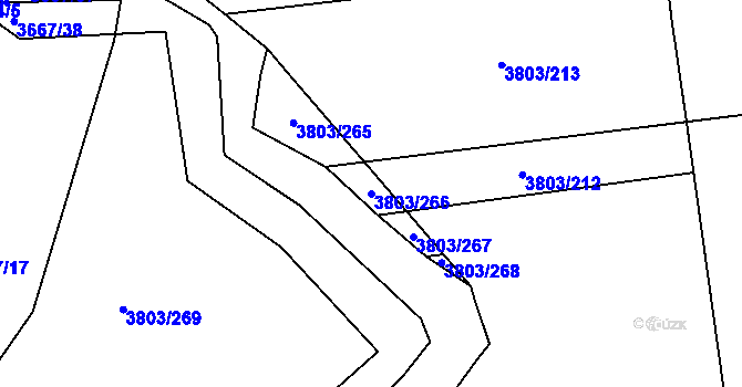 Parcela st. 3803/266 v KÚ Záhorovice, Katastrální mapa