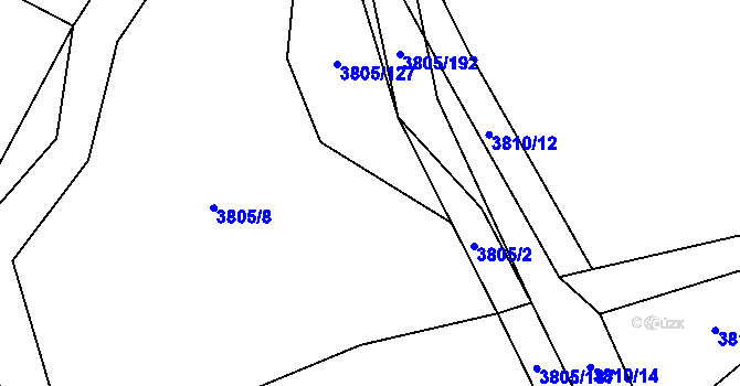 Parcela st. 3805/128 v KÚ Záhorovice, Katastrální mapa
