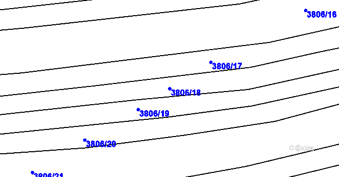 Parcela st. 3806/18 v KÚ Záhorovice, Katastrální mapa