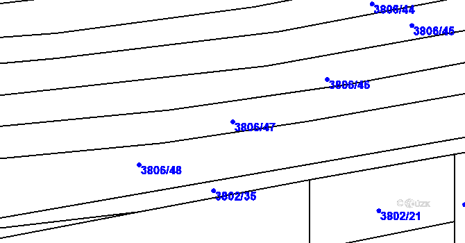 Parcela st. 3806/47 v KÚ Záhorovice, Katastrální mapa