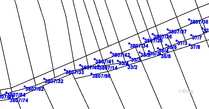 Parcela st. 3807/43 v KÚ Záhorovice, Katastrální mapa