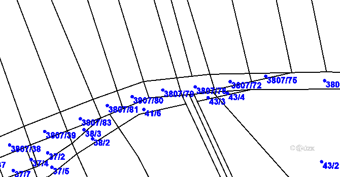 Parcela st. 3807/78 v KÚ Záhorovice, Katastrální mapa