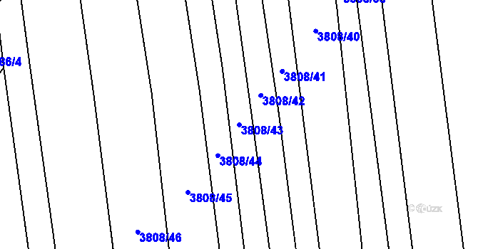 Parcela st. 3808/43 v KÚ Záhorovice, Katastrální mapa
