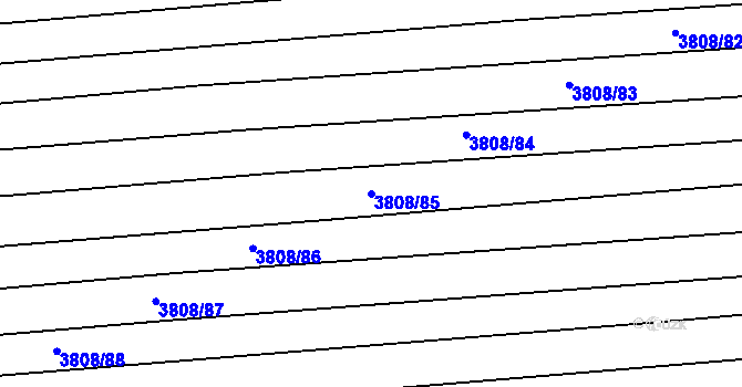 Parcela st. 3808/85 v KÚ Záhorovice, Katastrální mapa