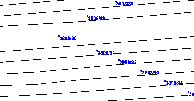 Parcela st. 3808/91 v KÚ Záhorovice, Katastrální mapa