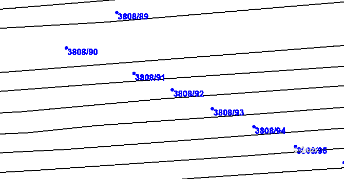 Parcela st. 3808/92 v KÚ Záhorovice, Katastrální mapa