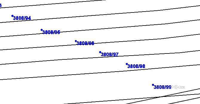 Parcela st. 3808/97 v KÚ Záhorovice, Katastrální mapa