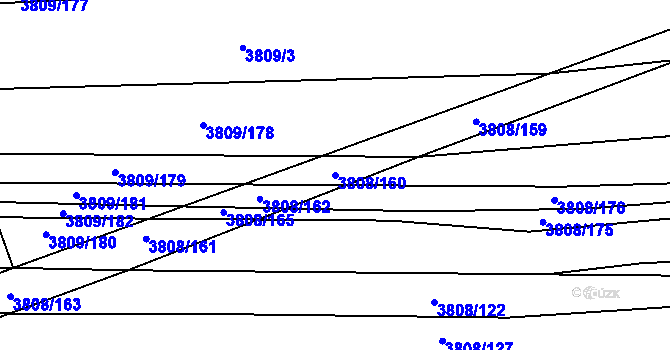 Parcela st. 3808/160 v KÚ Záhorovice, Katastrální mapa