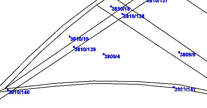 Parcela st. 3809/4 v KÚ Záhorovice, Katastrální mapa