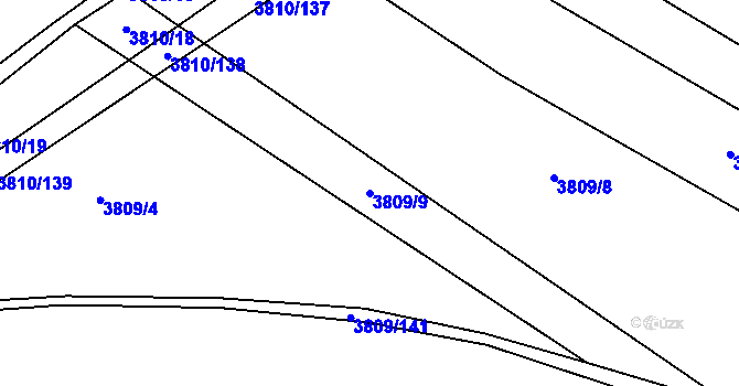 Parcela st. 3809/9 v KÚ Záhorovice, Katastrální mapa
