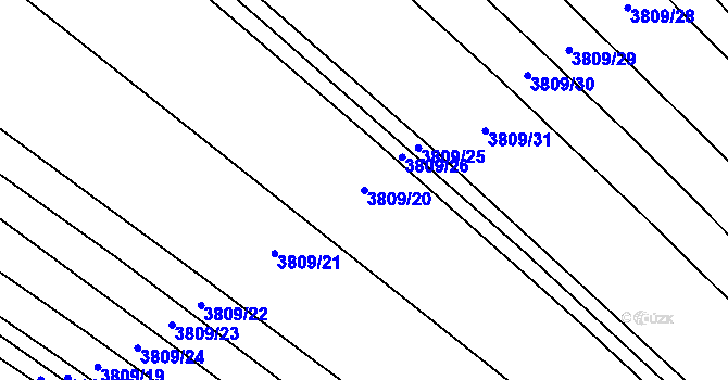 Parcela st. 3809/20 v KÚ Záhorovice, Katastrální mapa