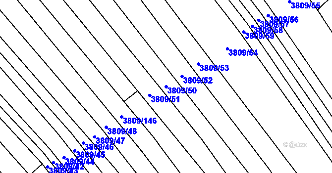 Parcela st. 3809/50 v KÚ Záhorovice, Katastrální mapa