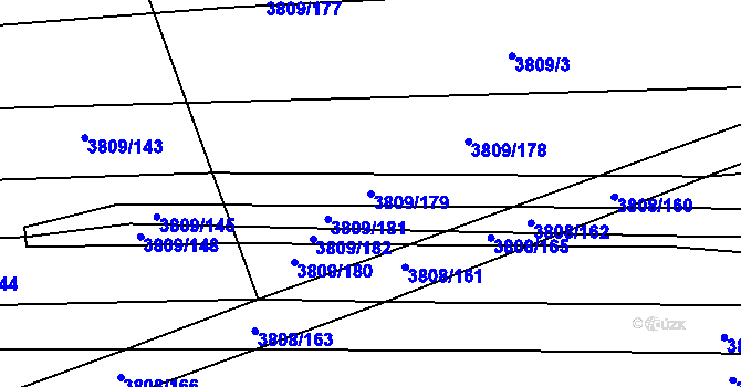 Parcela st. 3809/179 v KÚ Záhorovice, Katastrální mapa