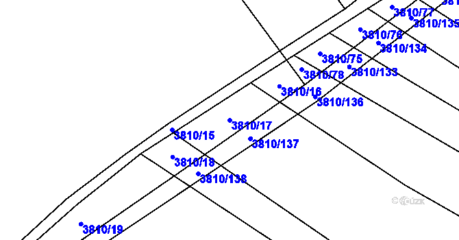 Parcela st. 3810/17 v KÚ Záhorovice, Katastrální mapa