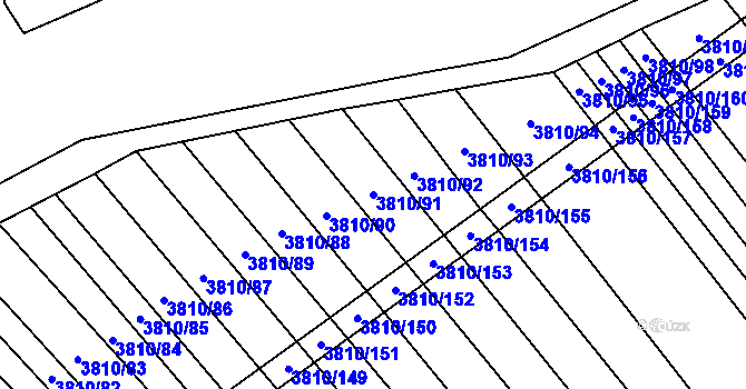 Parcela st. 3810/91 v KÚ Záhorovice, Katastrální mapa
