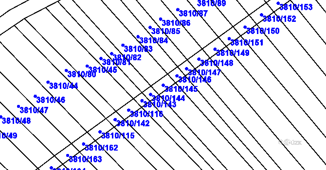 Parcela st. 3810/145 v KÚ Záhorovice, Katastrální mapa