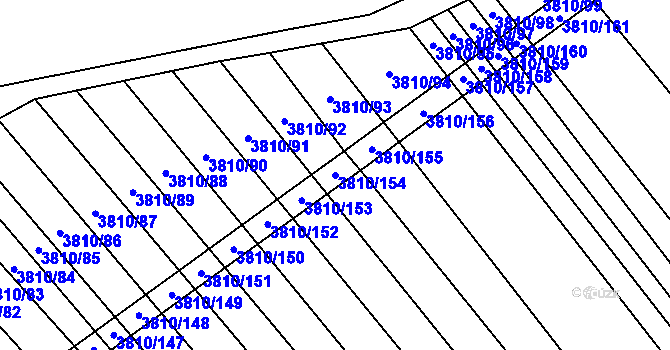 Parcela st. 3810/154 v KÚ Záhorovice, Katastrální mapa
