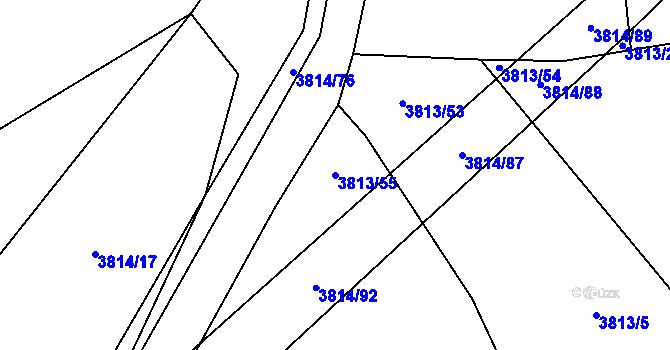 Parcela st. 3813/55 v KÚ Záhorovice, Katastrální mapa