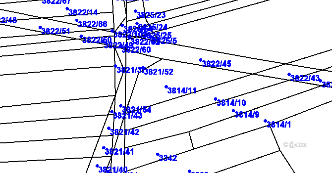 Parcela st. 3814/11 v KÚ Záhorovice, Katastrální mapa