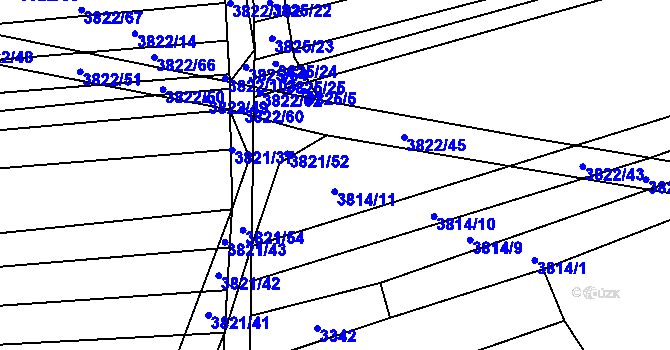 Parcela st. 3814/12 v KÚ Záhorovice, Katastrální mapa