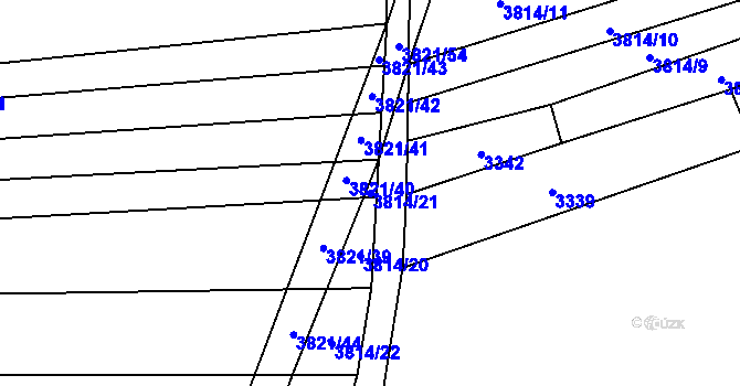 Parcela st. 3814/21 v KÚ Záhorovice, Katastrální mapa