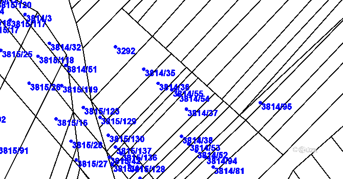 Parcela st. 3814/55 v KÚ Záhorovice, Katastrální mapa