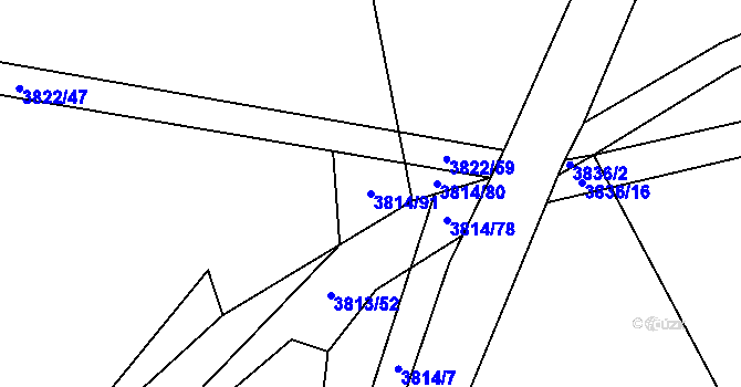 Parcela st. 3814/91 v KÚ Záhorovice, Katastrální mapa