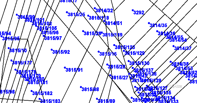 Parcela st. 3815/16 v KÚ Záhorovice, Katastrální mapa