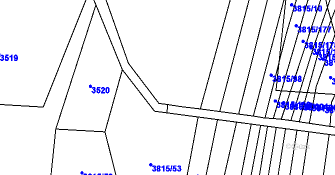 Parcela st. 3815/50 v KÚ Záhorovice, Katastrální mapa