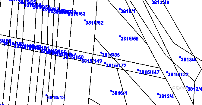 Parcela st. 3815/85 v KÚ Záhorovice, Katastrální mapa
