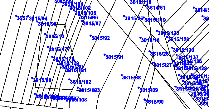 Parcela st. 3815/91 v KÚ Záhorovice, Katastrální mapa