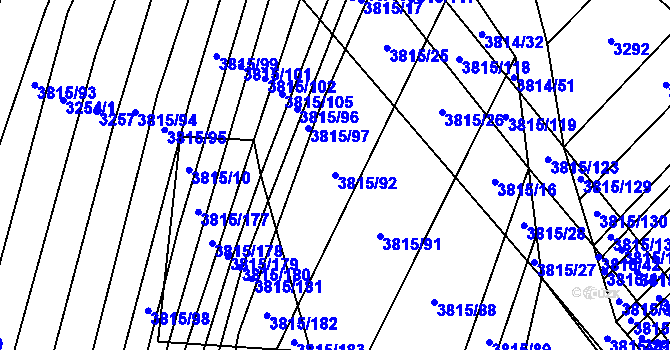 Parcela st. 3815/92 v KÚ Záhorovice, Katastrální mapa