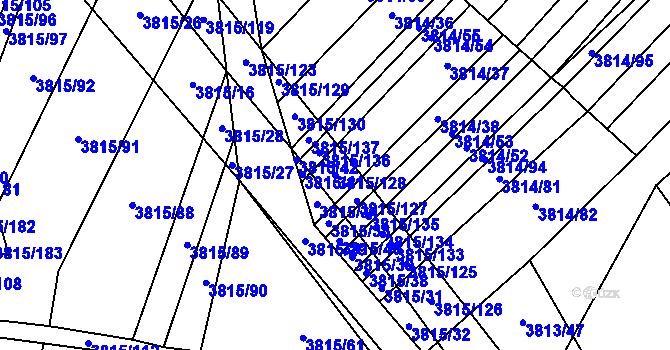 Parcela st. 3815/128 v KÚ Záhorovice, Katastrální mapa
