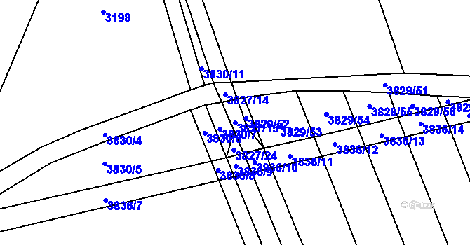 Parcela st. 3827/15 v KÚ Záhorovice, Katastrální mapa