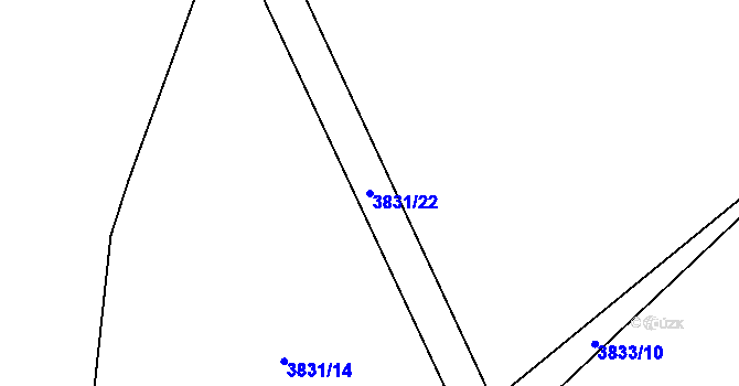 Parcela st. 3831/22 v KÚ Záhorovice, Katastrální mapa