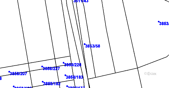 Parcela st. 3853/58 v KÚ Záhorovice, Katastrální mapa