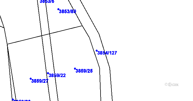 Parcela st. 3854/127 v KÚ Záhorovice, Katastrální mapa
