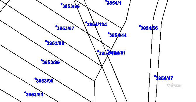 Parcela st. 3854/128 v KÚ Záhorovice, Katastrální mapa