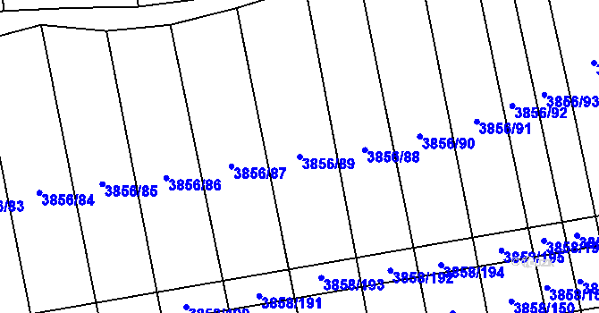 Parcela st. 3856/89 v KÚ Záhorovice, Katastrální mapa