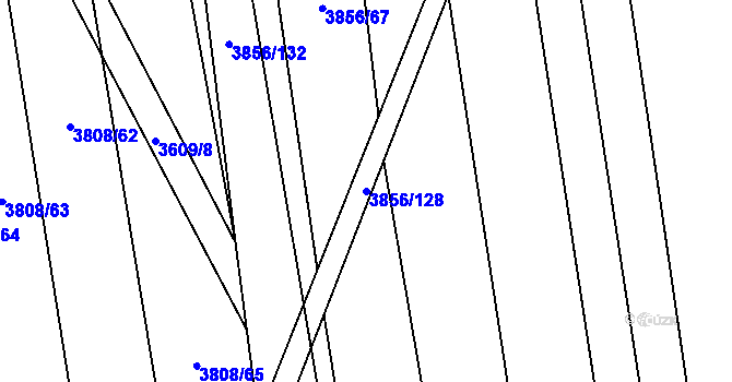 Parcela st. 3856/128 v KÚ Záhorovice, Katastrální mapa
