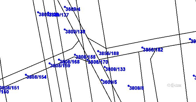 Parcela st. 3856/188 v KÚ Záhorovice, Katastrální mapa