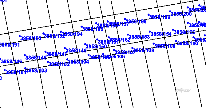 Parcela st. 3858/106 v KÚ Záhorovice, Katastrální mapa