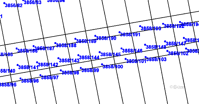 Parcela st. 3858/145 v KÚ Záhorovice, Katastrální mapa