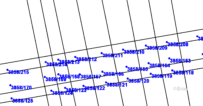 Parcela st. 3858/211 v KÚ Záhorovice, Katastrální mapa