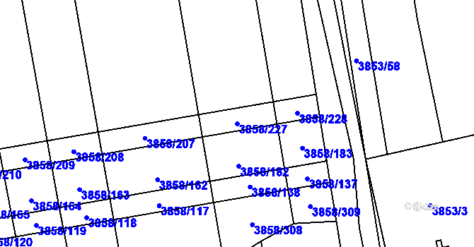 Parcela st. 3858/227 v KÚ Záhorovice, Katastrální mapa
