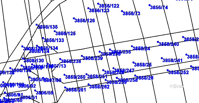 Parcela st. 3858/236 v KÚ Záhorovice, Katastrální mapa